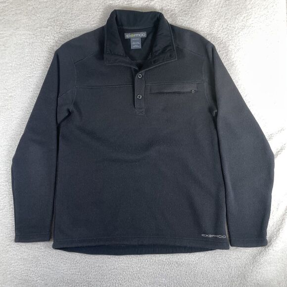 ExOfficio Alpental Sweater Mens Medium Black Pullover Fleece QuickDry Mock Neck - Picture 1 of 16
